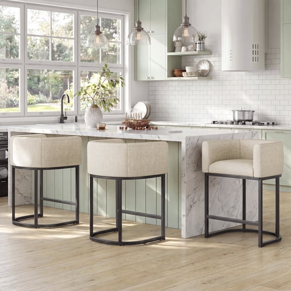 26 H Chenille Counter Height Bar Stools Set Of 3 Upholstered Barrel 26-h-chenille-counter-height-bar-stools-set-of-3-upholstered-barrel