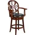thumbnail image 1 of 26"H Cherry Wood Counter Height Stool with Arms and Swivel Seat, 1 of 6