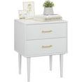 thumbnail image 1 of 26 H White Nightstand with 2 Drawers, Small Night Stand with Gold Handles, Bedside Table with Solid Wood Legs, Tall Nightstands for Bedroom, 1 of 7