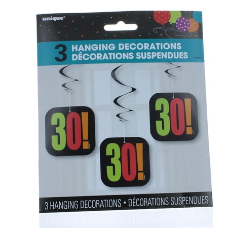 26" Hanging Birthday Cheer 30th Birthday Decorations, 3ct