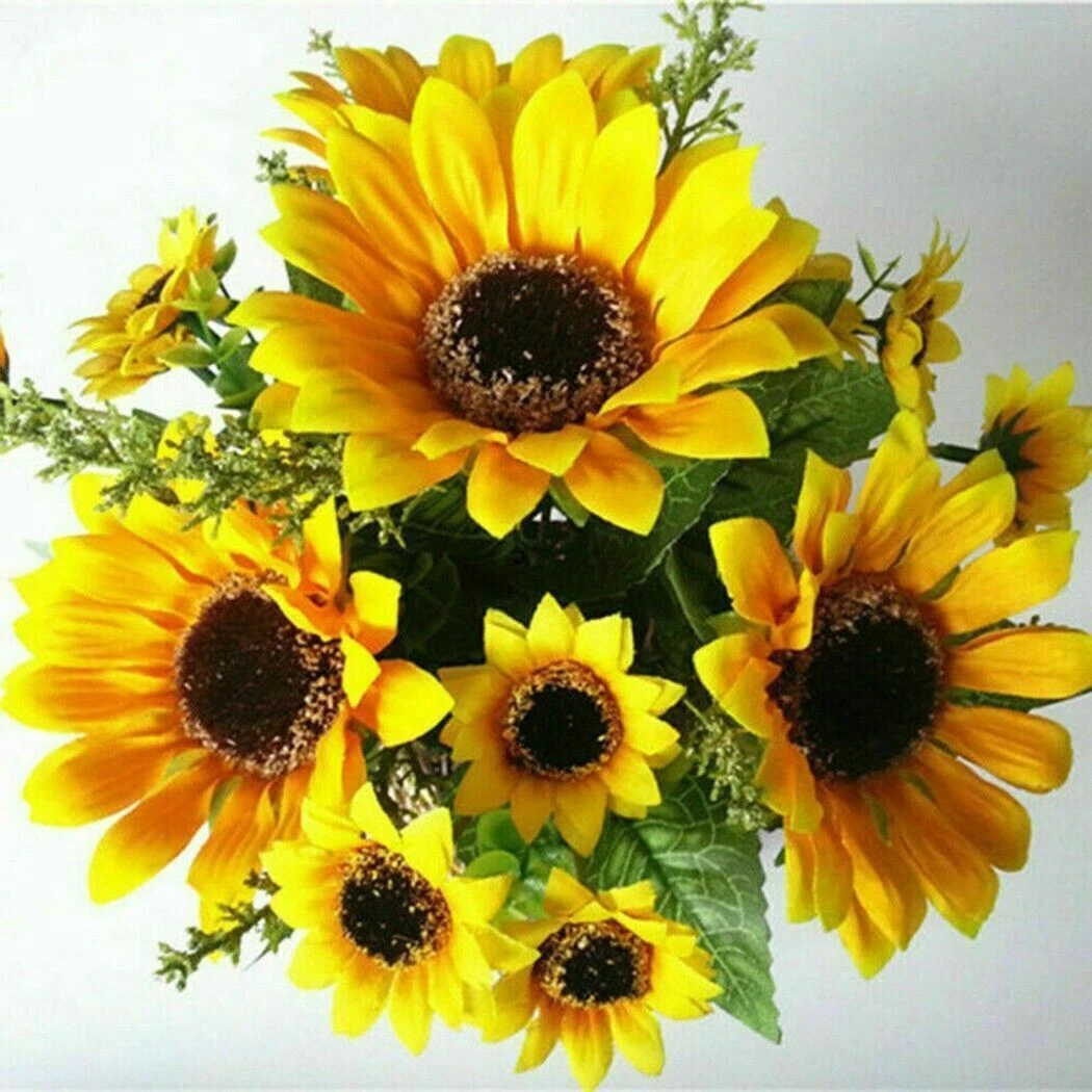 26-Head Artificial Sunflower Silk Fake Flowers Bouquet Wedding Floral Home Decor