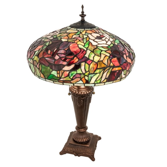 Meyda Tiffany 253024 Tiffany Peony 2 Light 26" Tall Buffet Table Lamp