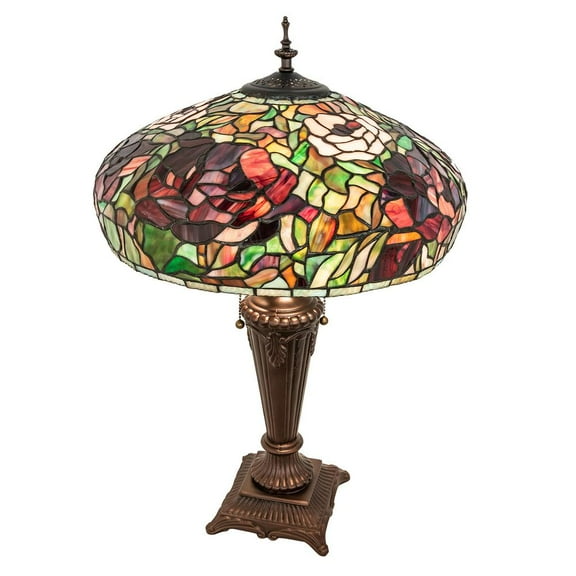 Meyda Lighting 26" High Tiffany Peony Table Lamp