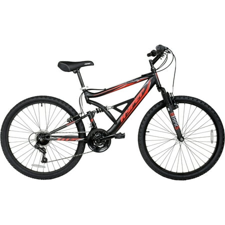 26" Hyper Shocker Men's Mountain Bike with Suspension, 18-Speed, Black