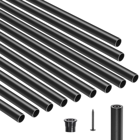 26 Inch 101 Piece Aluminum Stair Railing Kit 3/4 Inch Waterproof Round Hollow Deck Railing with Caps and Screws for Stairs Porch Patio Matte Black
