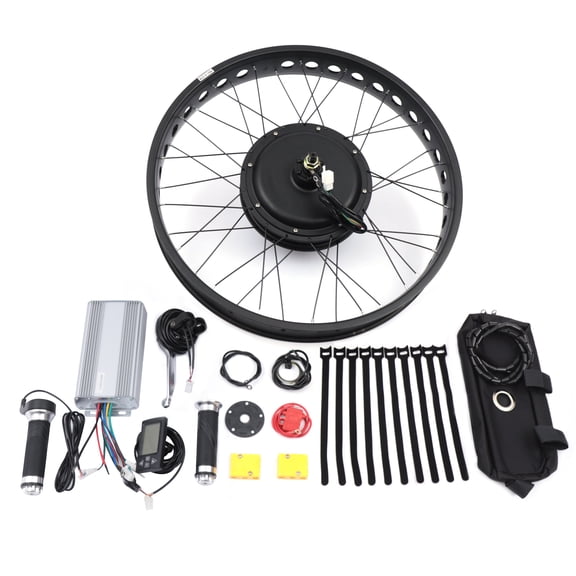 26 Inch 48V 1500W Electric Snow Bike Rear Wheel Conversion Kit, Brushless Gearless Hub Motor With LCD Display