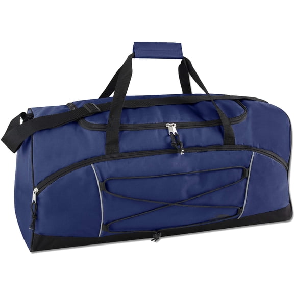 26 Inch 60 Liter Weekender Overnight Duffel Shoulder Bag for Men, Women, Teens, Gym, Travel, Sports and Recreation in Navy Blue