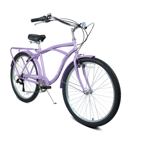 26 Inch 7-Speed Beach Cruiser Bike for Women & Men, High-Tensile Steel Step-Through Frame, Lightweight Alloy Wheels, V-Brakes, Multiple Colors for Leisure Riding, Beach Commuting & Urban Cycling
