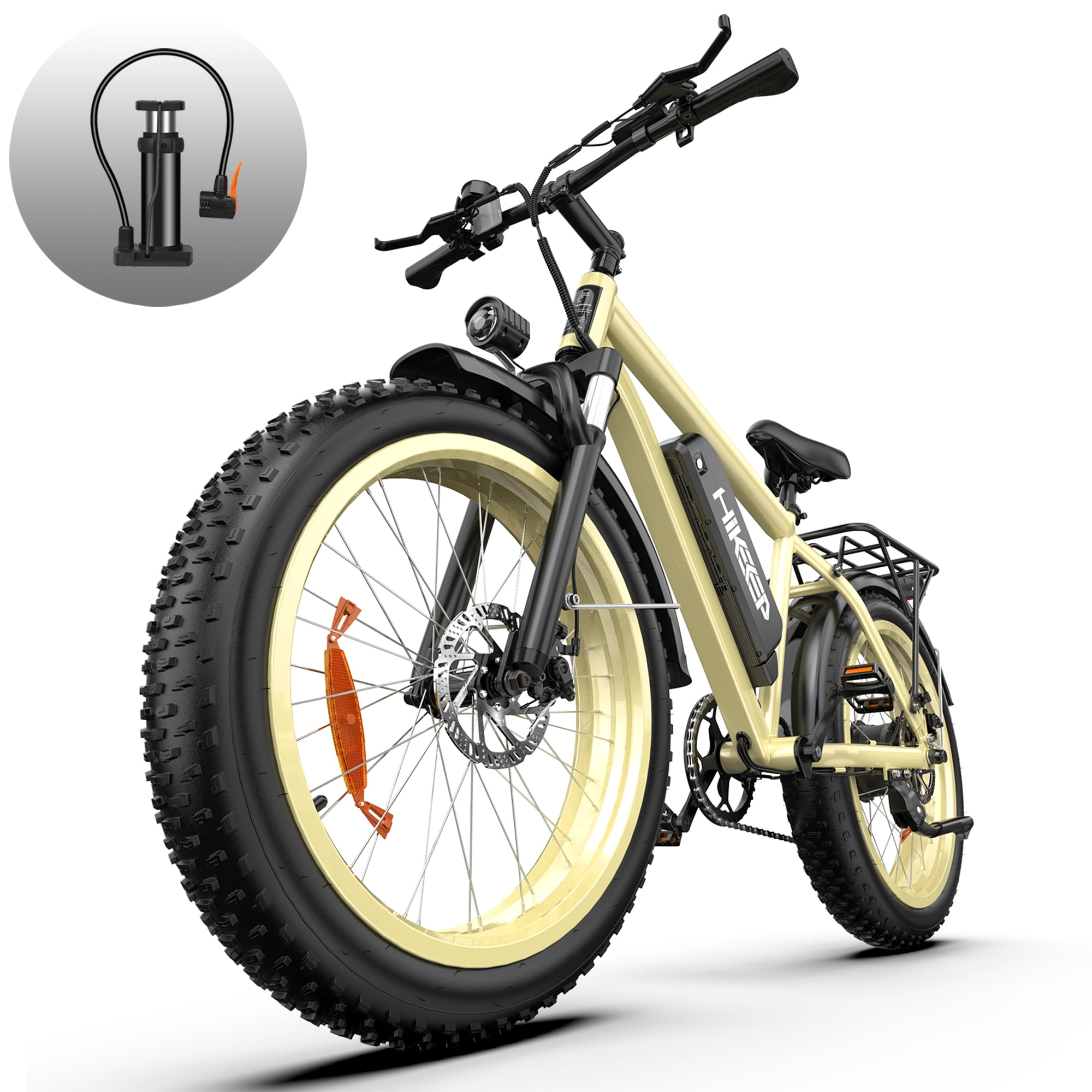 26 Inch 750W 1500W Electric Bike, 48V 15.6Ah Removable Battery, 26x4 Fat Tire Mountain Ebike, UL2849, Beige