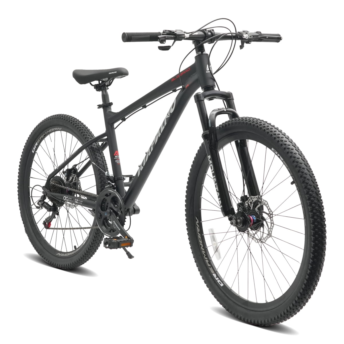 26 Inch All-Terrain Mountain Bike with Disc Brakes, 21-Speed Drivetrain, Steel Frame Front Suspension MTB for Men & Women, Trail Riding & Outdoor Cycling