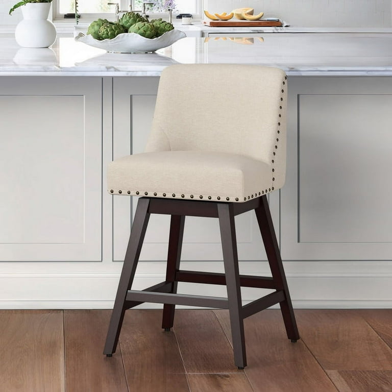 Dycanpo 26 H Swivel Counter Stools with Back Linen Fabric for Home Kitchen Island Gray Walmart