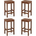 thumbnail image 1 of 26 Inch Bar Stools Set of 4, Counter Height Bar Stool with Footrest, Acacia Wood Bar Chairs for Kitchen Island, Dining Room, Cafe, Bar Counter, Teak Brown, 1 of 6