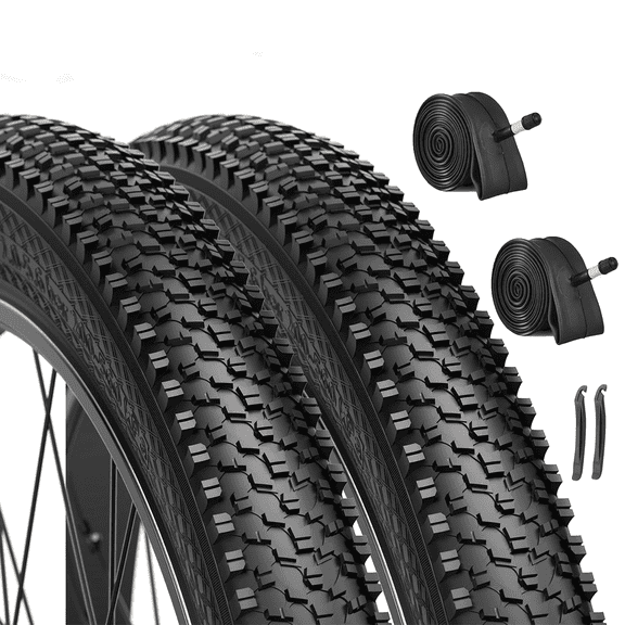 LIALEX Mountain Bike Tire, 26" x 1.95" Folding Black Anti-Stab Bicycle Replacement Tires with Schrader Valve Inner Tubes, 2 pack