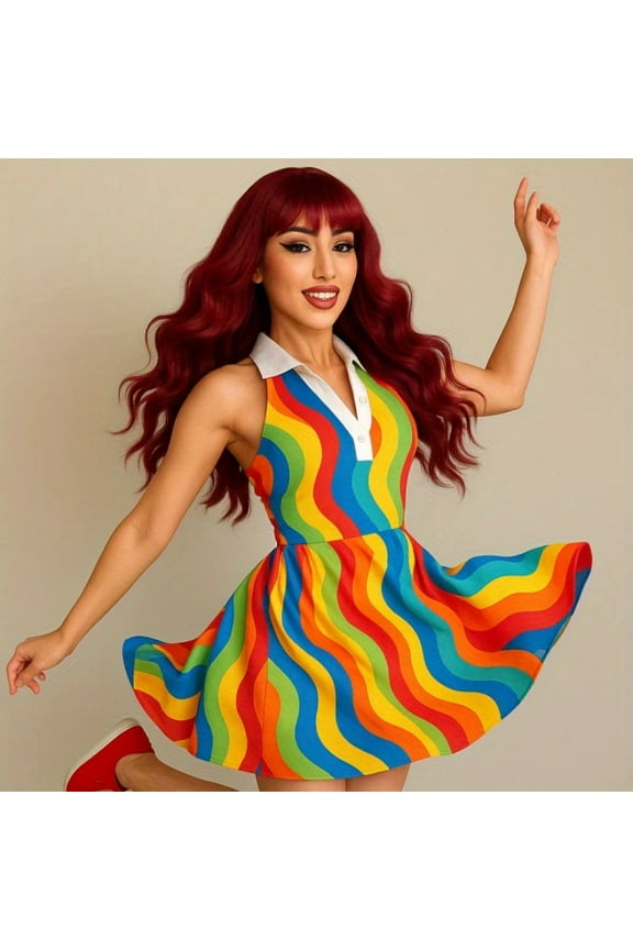 26 Inch Burgundy Wavy Long Hair with Bangs Elegant and Noble; Soft Hair Quality Valentine's Day Gifts and Party Events