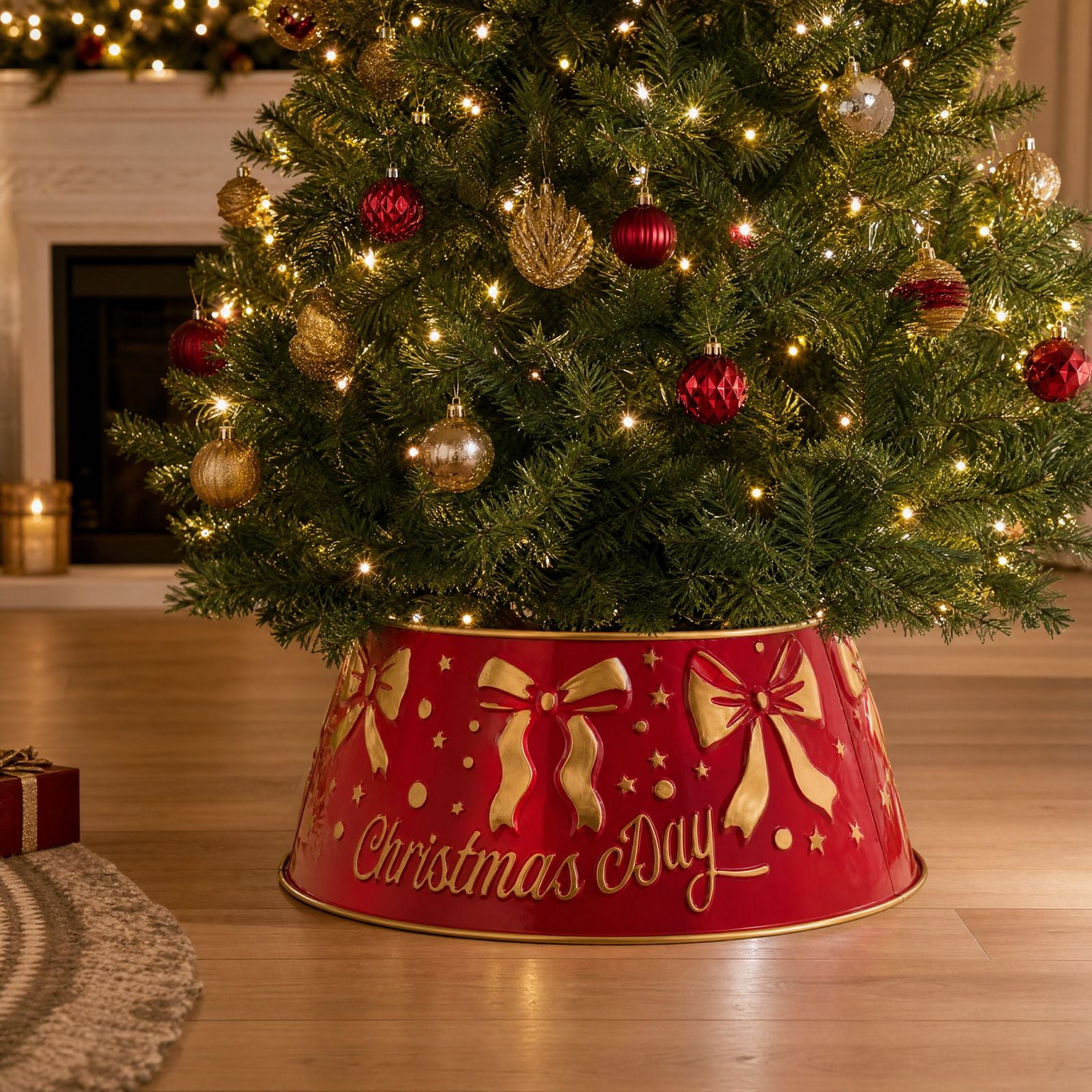 Trunking Base 26 Inch Christmas Tree Collar Round Christmas Tree Base Tree Skirts ...