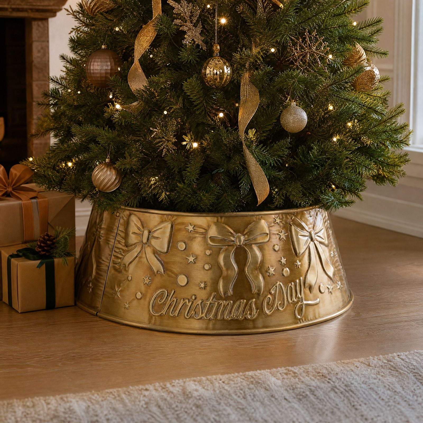 Trunking Base 26 Inch Christmas Tree Collar Round Christmas Tree Base Tree Skirts ...