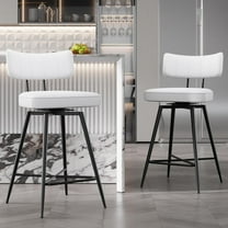 Swivel Counter Height Bar Stools with Backs and Metal Frame, Upholstered Leather Stools for Kitchen Island