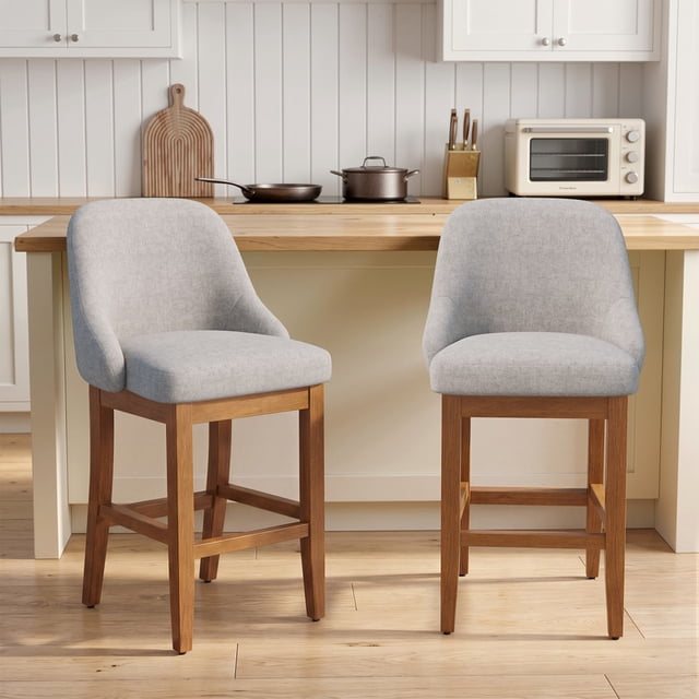Solid Images Daluvenix 26 Inch Counter Height Bar Stools Set of 2, Upholstered ...