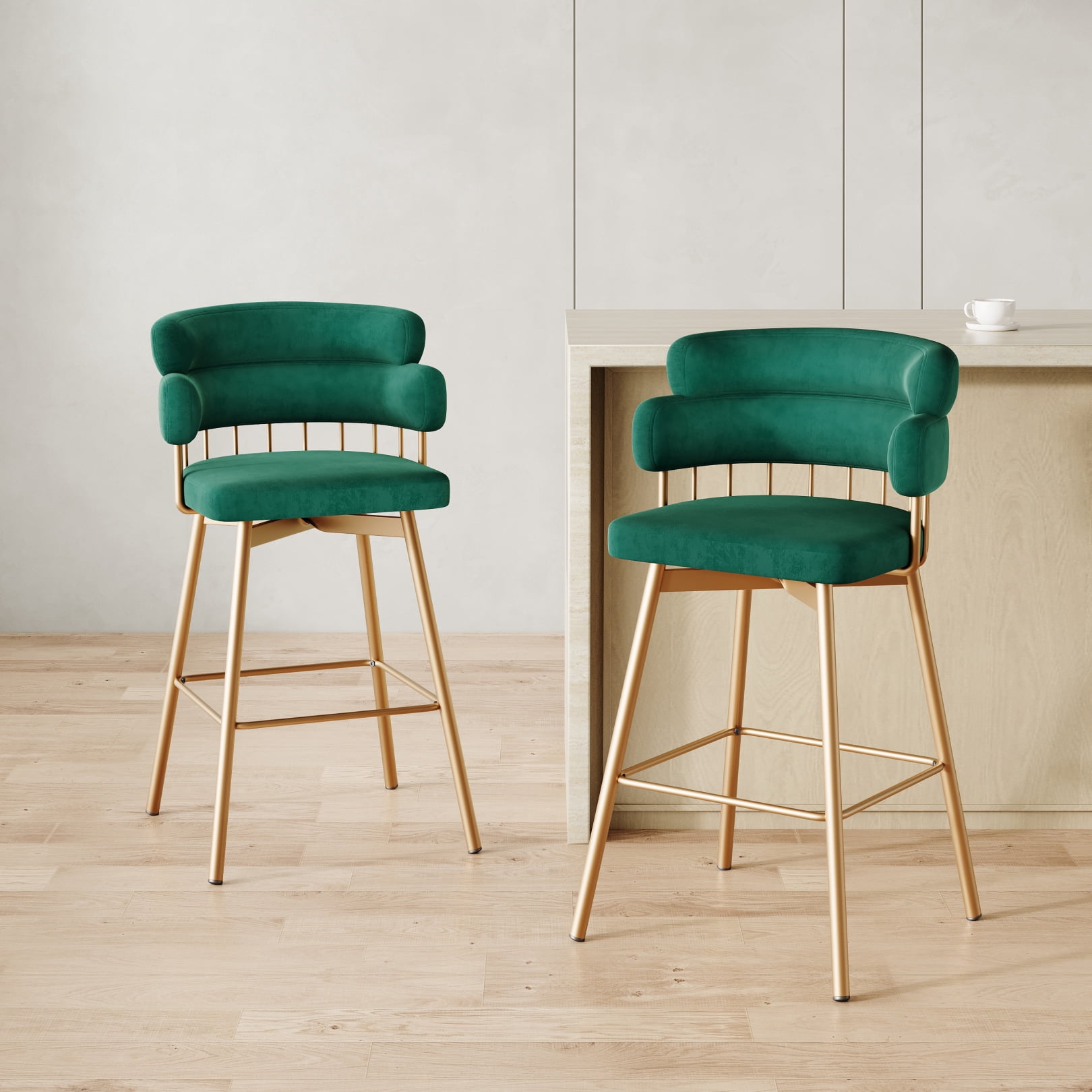 26 Inch Counter Height Bar Stools Set of 2 with Backs 180 Degree Swivel ...