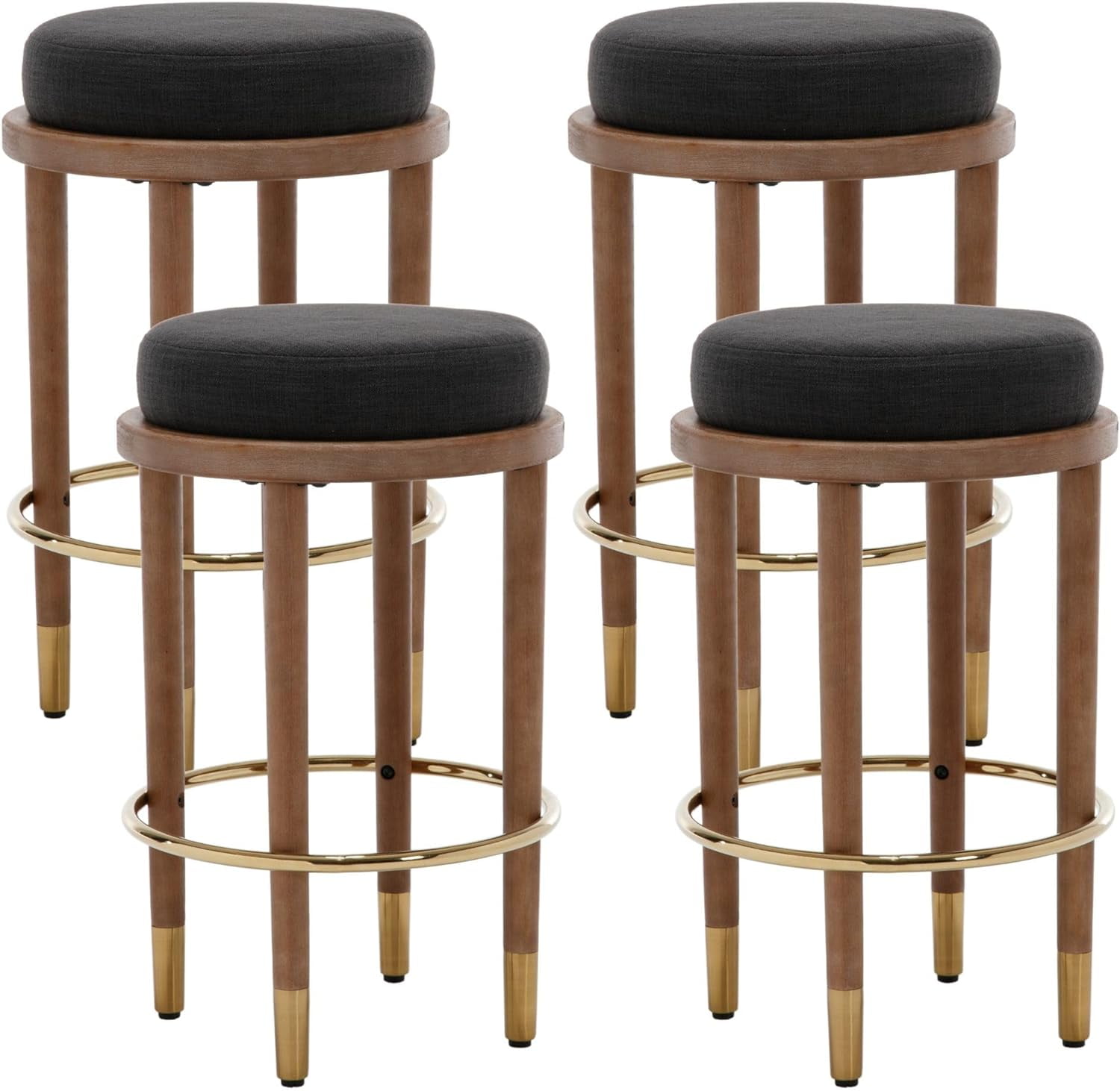 26 Inch Counter Height Bar Stools Set Of 4 Round Barstools Charcoal