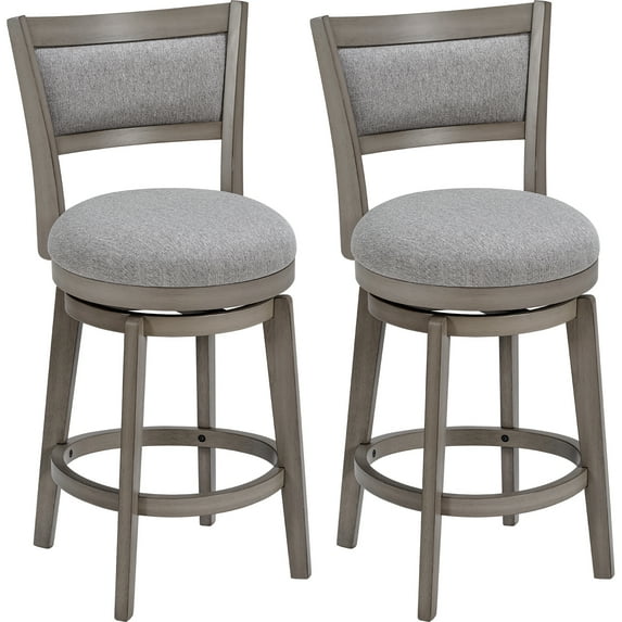 24 Inch Counter Height Swivel Bar Stools Set of 2 Barstools with High Back Pub Seat Stools Set for Kitchen Island, 2 Pack