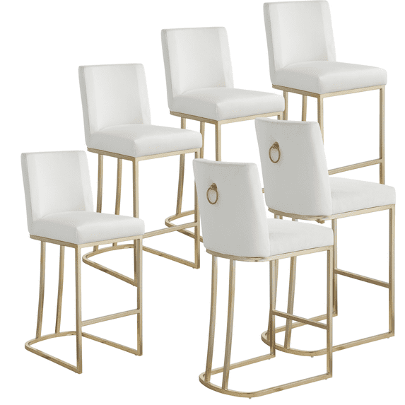 26 Inch Counter Height Velvet Dining Chairs, Modern Dining Chair with High-Density Foam Chair, Simple Bar Stool Upholstered Dining Chairs, Accent Desk Chair Dining Room, Kitchen(White,Set of 6)