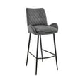 thumbnail image 1 of 26 Inch Diamond Stiched Fabric Counter Height Bar Stool, Gray, 1 of 5