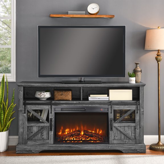 26 Inch Electric Fireplace Insert with Ultra-Thin Heater, Realistic Flame and Log Set, Remote Control, Timer, and Overheat
