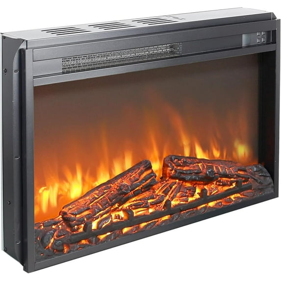 26 Inch Electric Fireplace Inserts with Remote Control and Timer - Adjustable Flame Brightness - Recessed Mounted