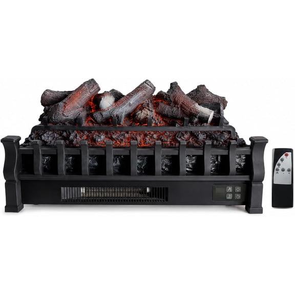 26 Inch Electric Fireplace Logs, 1500W Electric Fireplace Heater with Lemon Wood Log Style, Single Color Flame Display, 3 Brightness Levels, Remote Control, Cold Rolled Steel and ABS, 120V