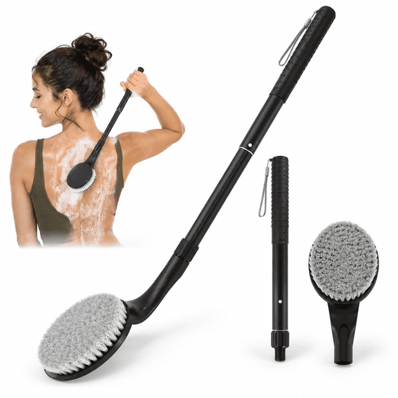 26 Inch Extendable Long Handle Shower Scrubber Body Exfoliator Brush