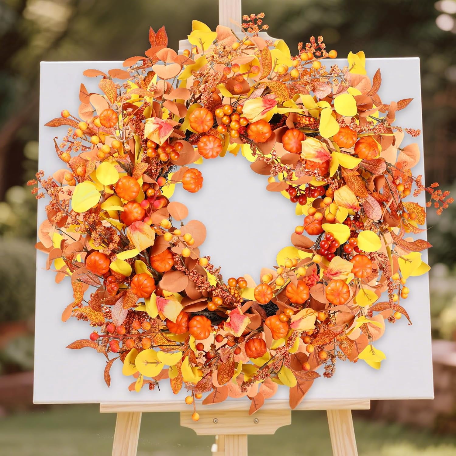 26 Inch Fall Wreath for Front Door - Fall Door Wreaths,Large Autumn ...