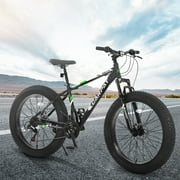 26-Inch Fat Tire Bike for Adults/Teens, Shimano 21-Speed Mountain Trail Bike with Dual Disc Brakes-Black