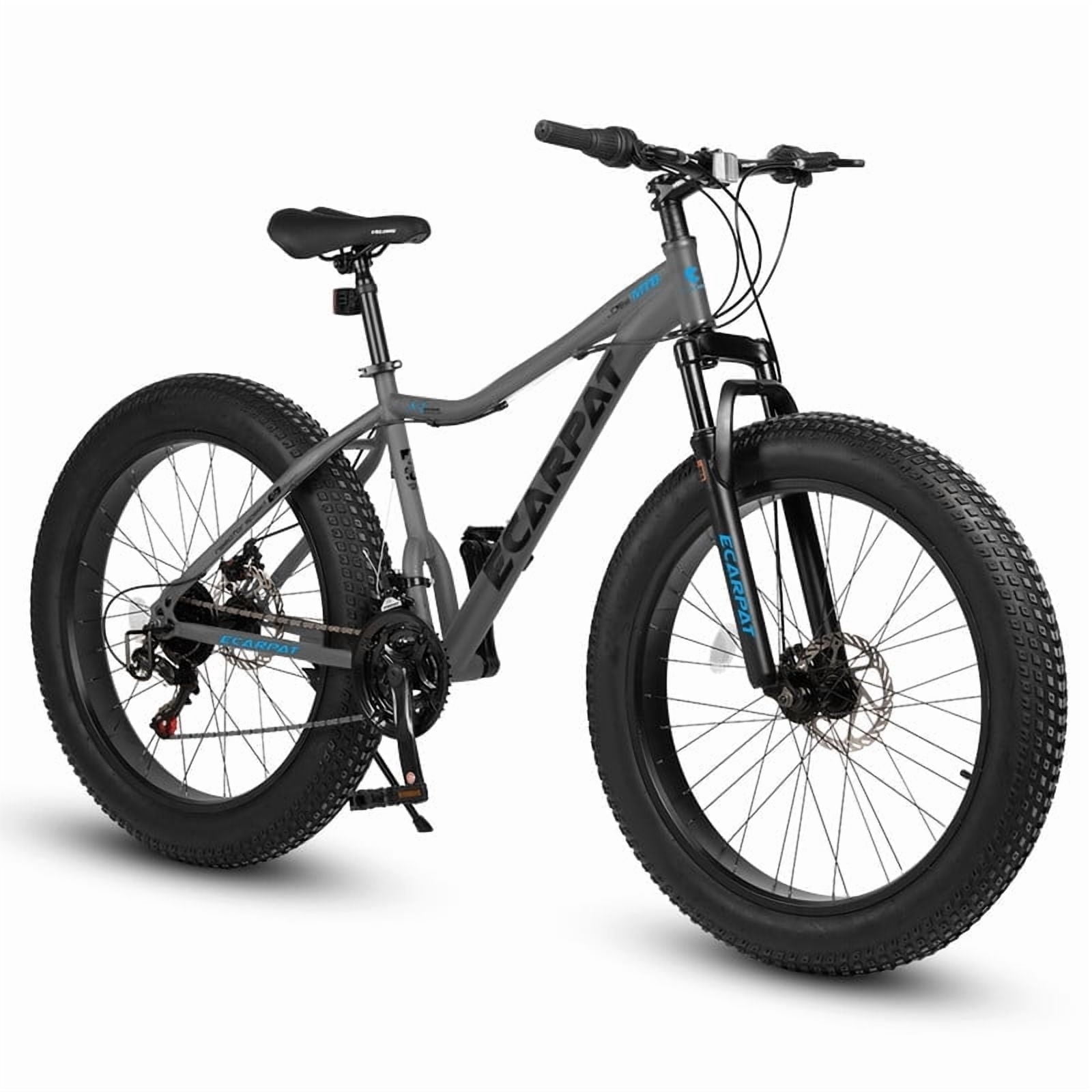 26 Inch Fat Tire Mountain Bikes, 21 Speed 4-Inch Wide Fat Tire, for Mens Womens Bicycles