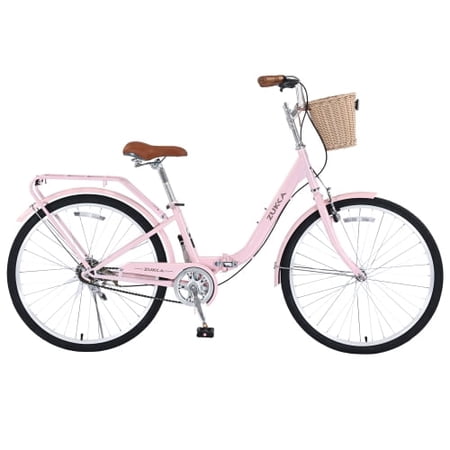 26 Inch Folding Bike for Women, Single Speed Steel Frame Lady Bicycle – Compact Design, Adjustable Saddle & Dual Brakes, Easy Storage for Commuting