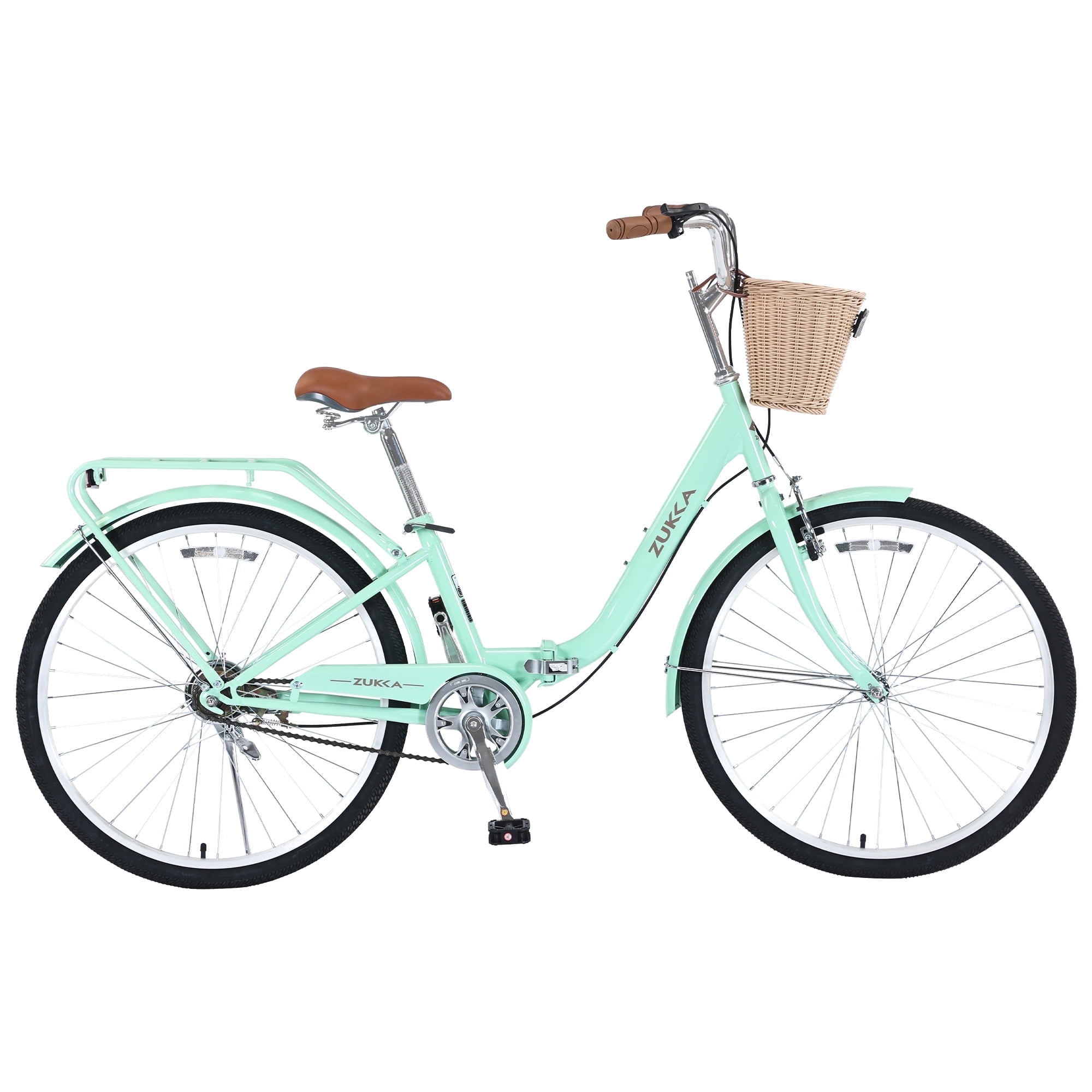 26 Inch Folding Women's Bike, Single Speed Steel Frame Commuter