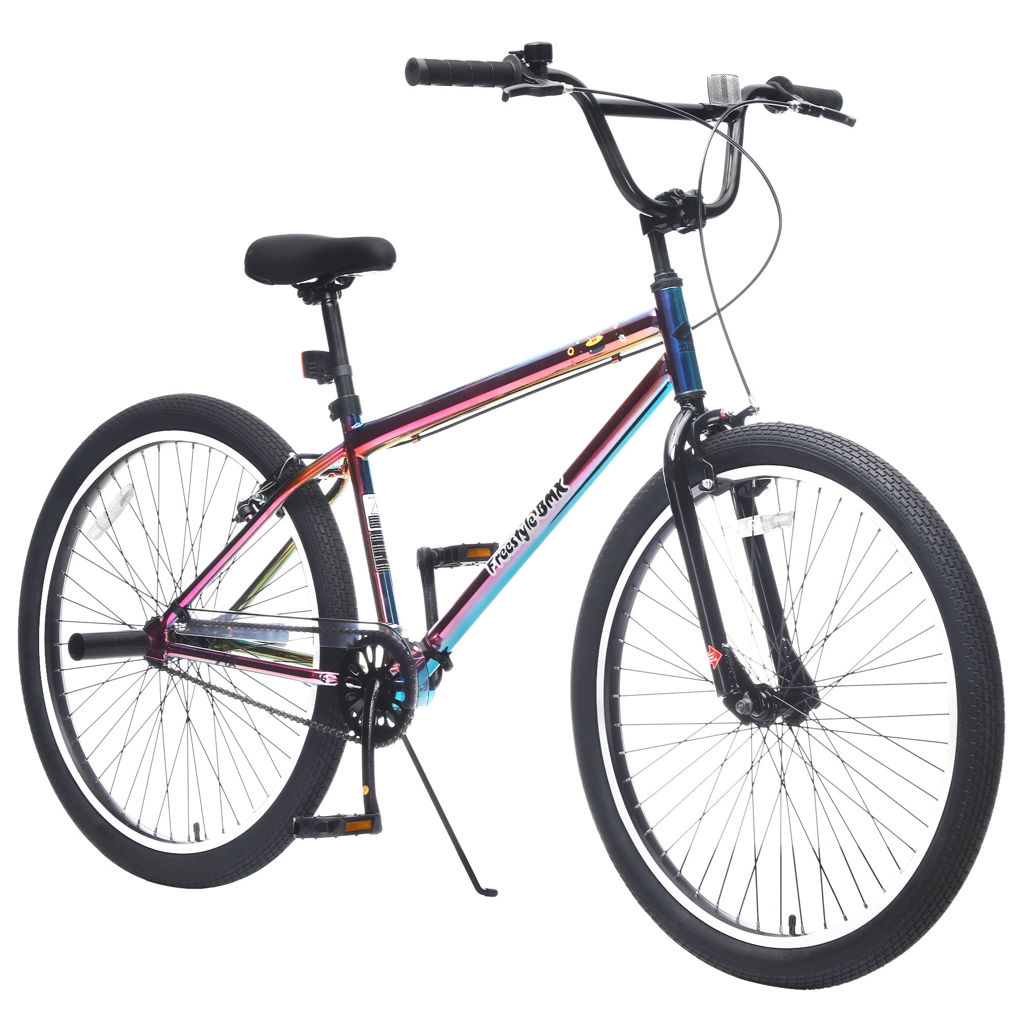 26-Inch Freestyle Bike,Single-Speed Steel Frame Bicycle with Front & Rear Brakes