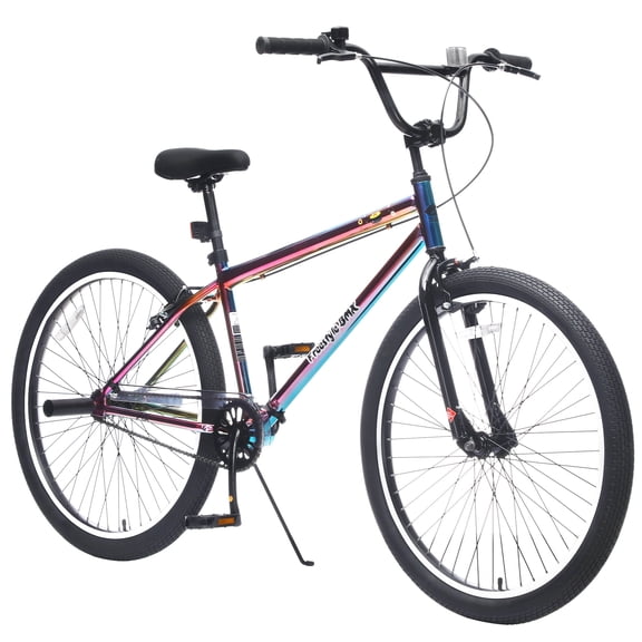 26-Inch Freestyle Bike,Single-Speed Steel Frame Bicycle with Front & Rear Brakes