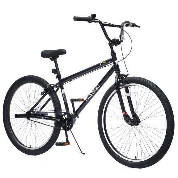 26-Inch Freestyle Bike,Single-Speed Steel Frame Bicycle with Front & Rear Brakes