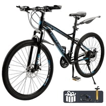 26 Inch Full Suspension Mens Mountain Bike, Shimano 21 Speed, Dual Disc Brake Bike for Men Womens Teen Adult Bicycle With Bike Lock And Air Pump