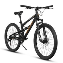 26-Inch Mountain Bike for Men & Women, 21-Speed, Steel Frame with Front Fork and Rear Shock Absorber(Black)