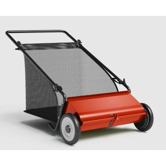 26-Inch Heavy-Duty Push Lawn Sweeper – Enhanced 4-Brush System, Sturdy Steel Frame, 7 Cu. Ft. Capacity Pusher, Adjustable Height – Red