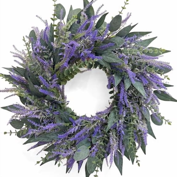 26 Inch Lavender Eucalyptus Wreaths for Front Door, Spring Summer Wreath,Large Eucalyptus Outdoor Wreath with Greenery Leaves for Porch,Wall,Holiday,Home Decor- Spring, Summer, Fall, All Seasons