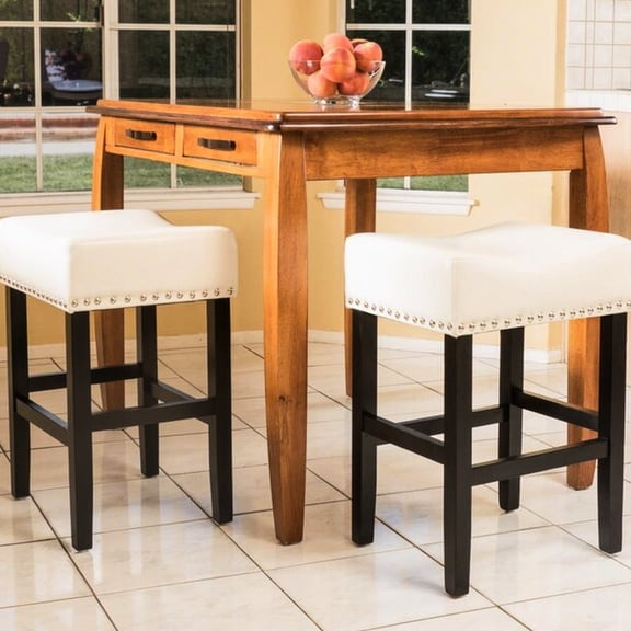 26-Inch Leather Counter Stool Set / Slide Under Desks for Space Management