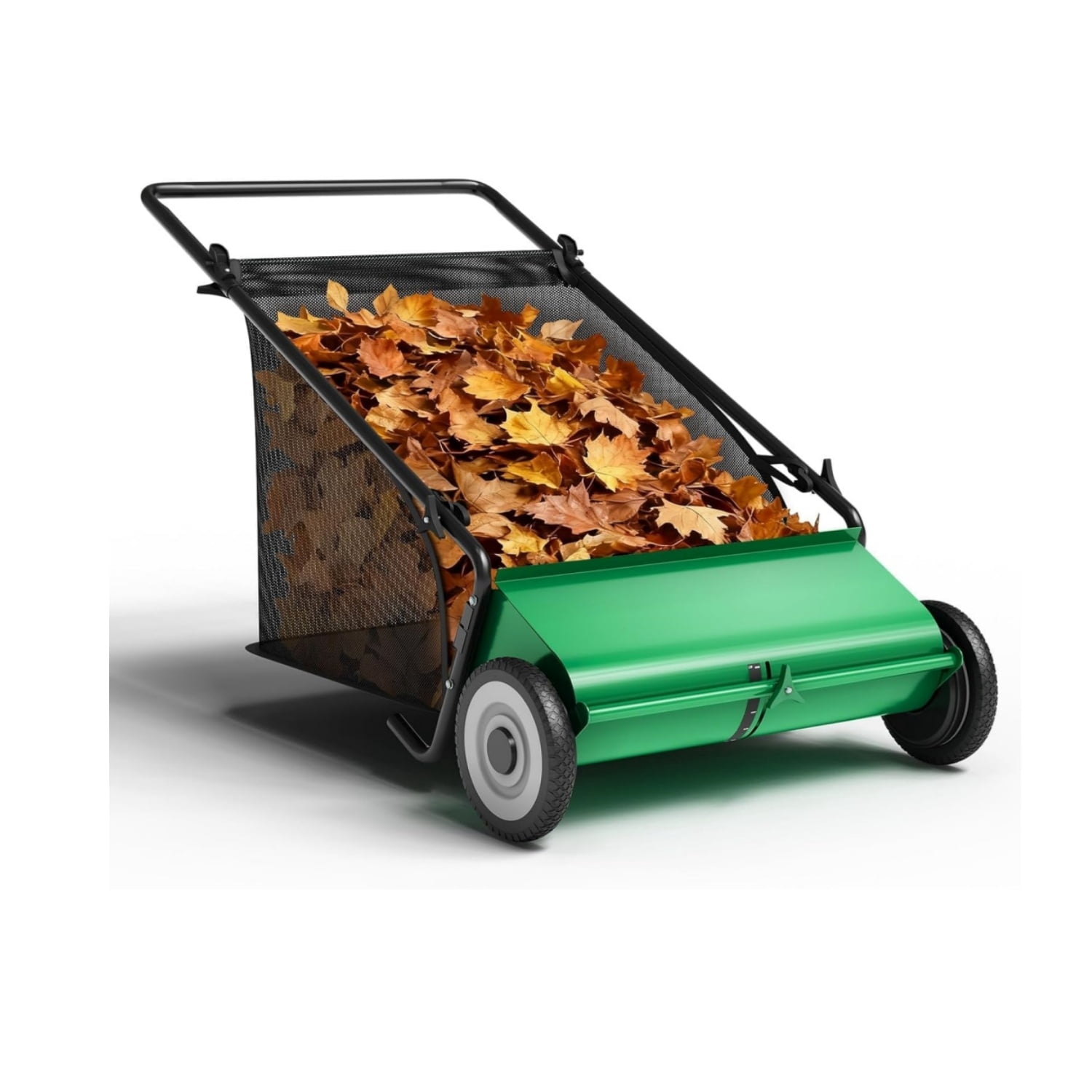 26-Inch Manual Push Lawn Sweeper with 7 Cu. Ft. Hopper Bag, 4 Fast Spinning Brushes & Adjustable Height, Heavy Duty Yard Sweeper for Leaves, Grass Clippings & Debris Collection