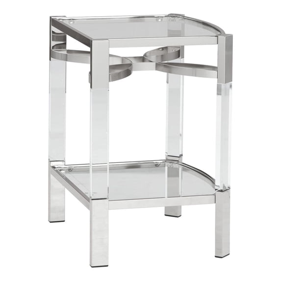 26 Inch Metal and Acrylic Accent Table Silver and Clear - Saltoro Sherpi