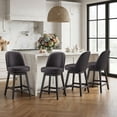 thumbnail image 1 of AFO 26" Upholstered Swivel Counter Height Bar Stools Set of 4, Modern Faux Leather Bar Chairs with Solid Wood Frame, Suitable for 35"-39" Table, For Kitchen Island Dining Room Pub Restaurant, Black, 1 of 12