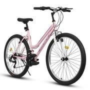 26 Inch Mountain Bicycles, 21 Speed Bike for Womens Mens, Female Bicycles V-Brake Outdoor Cycling Snow Commuting City Bike to School Work