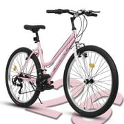 26 Inch Mountain Bicycles, 21 Speed Bike for Womens Mens, Female Bicycles V-Brake Outdoor Cycling Snow Commuting City Bike to School Work