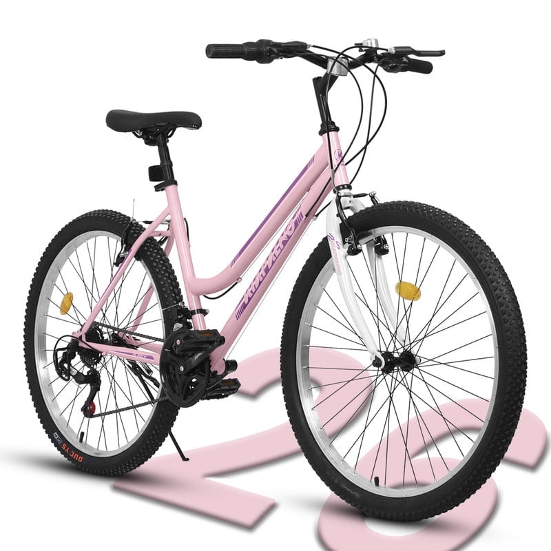 26 Inch Mountain Bicycles, 21 Speed Bike for Womens Mens, Female Bicycles V-Brake Outdoor Cycling Snow Commuting City Bike to School Work